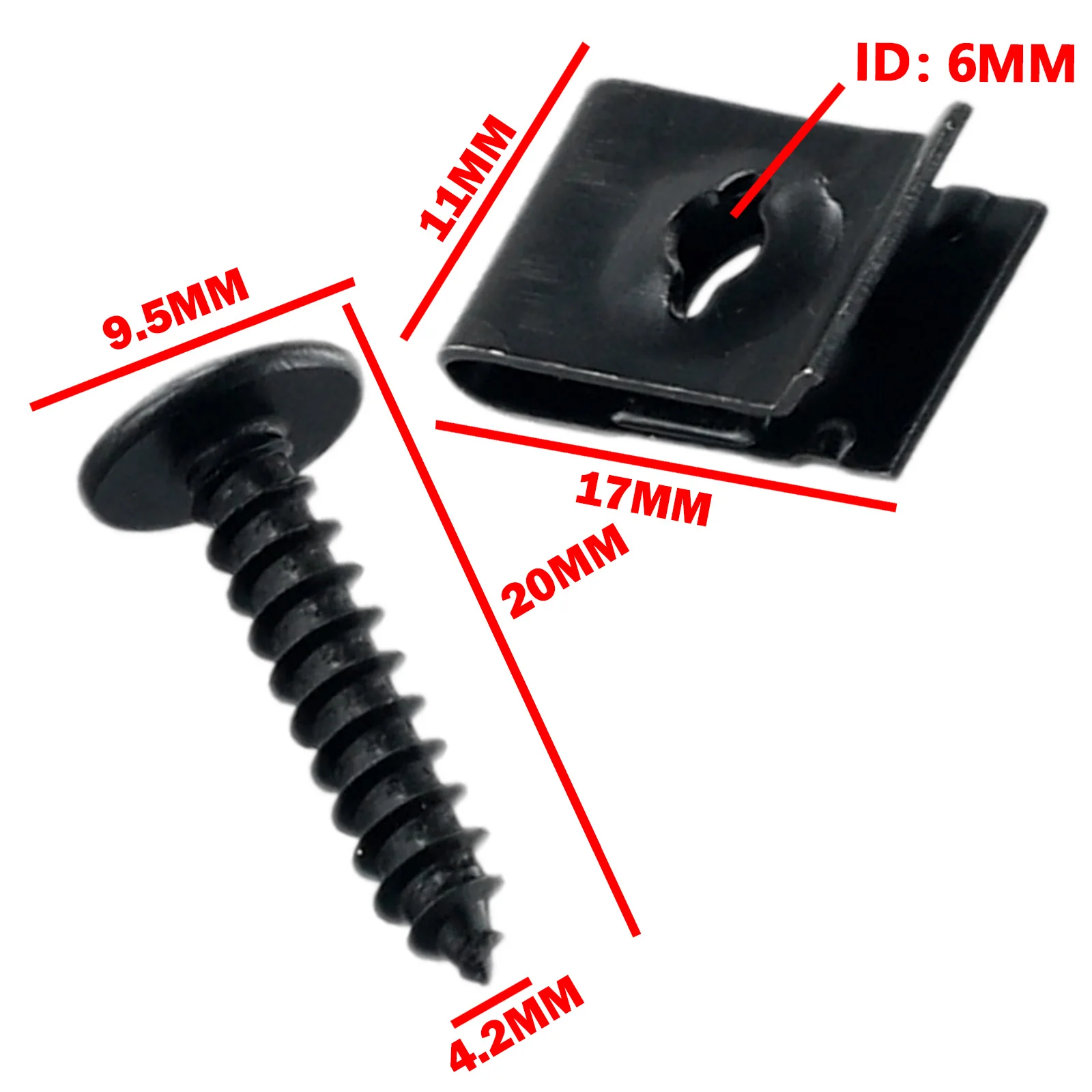 

New Useful High Quality U-type Clips Screws Screws U-type Clips High Quality Car Bumper Fender Trim With Screw 20Set