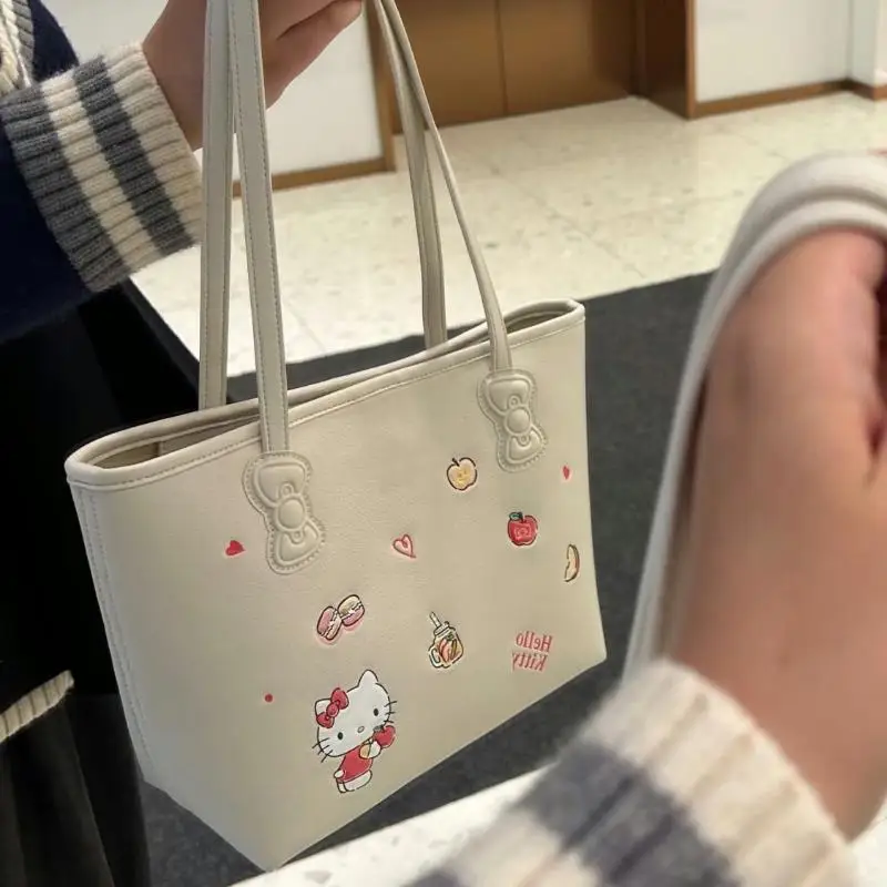 سانريو مرحبا كيتي حقيبة التخزين حقيبة مستحضرات التجميل حقيبة تسوق لطيف موضة أنيمي الكرتون Kawaii الحرم الجامعي السفر في الهواء الطلق المحمولة