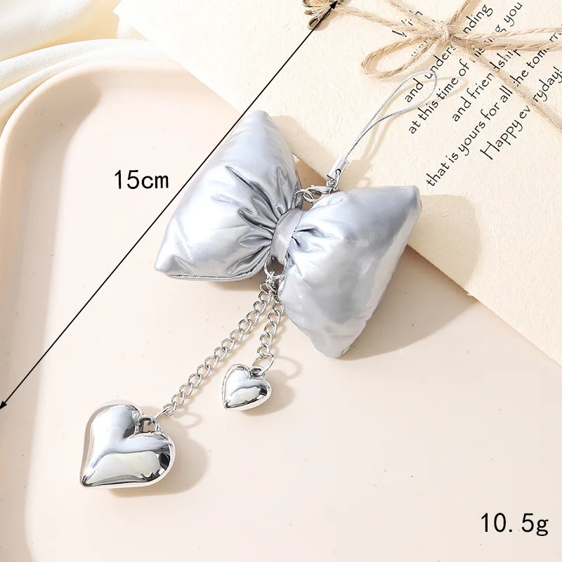 سلسلة مفاتيح الحب قلادة الفضة القوس ، سلسلة الهاتف المحمول الحبل الفاخرة الخفيفة ، شعور التصميم #2