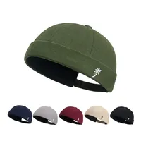 Beanie Hats Men Women Spring Autumn Landlord Hat Streetwear Hip Hop Brimless Hat Embroidered Coconut Tree Docker Cap Wholesale