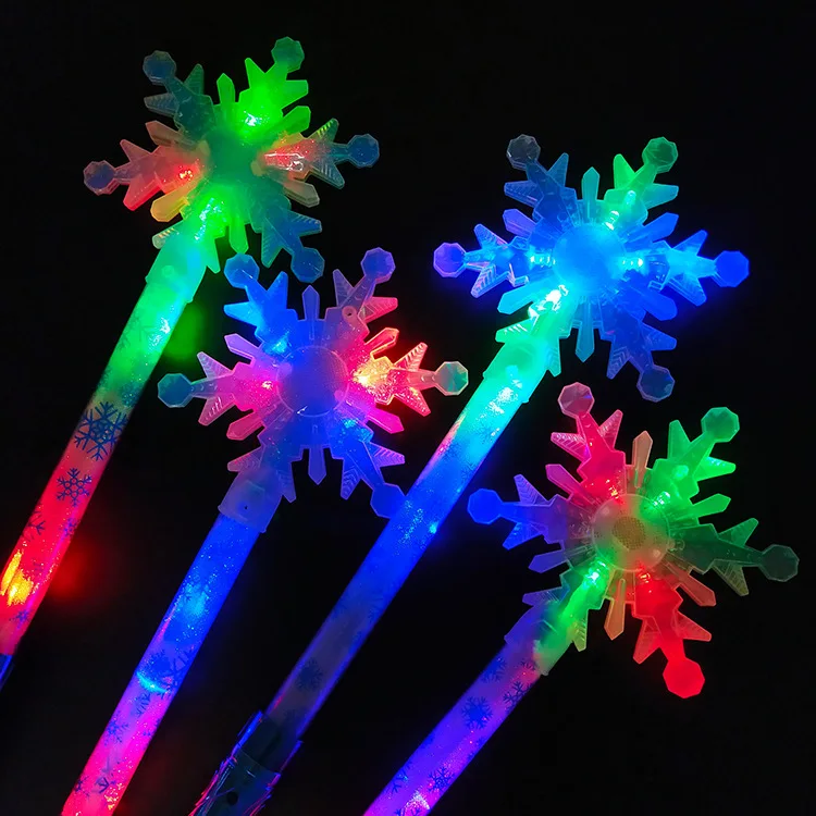 New Colorful Flash Wand Snowflake Wand Kids Girls Princess Magic Wand Toy Cute Angel Love Heart Glowing Magic Wand Cosplay Props