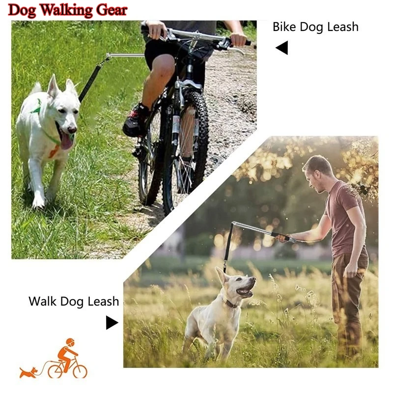 

Ходунки для собак с пружинным выдвижным поводком Велосипедный поводок для собак Водонепроницаемый инструмент для прогулок на открытом воздухе Поводок для домашних животных Велосипедные ходунки для собак