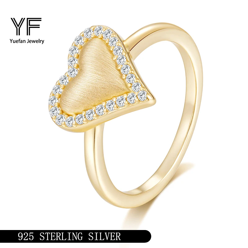 

S925 Sterling Silver Moissanite Heart-Shaped Ring for Women Retro Brushed Elegant High-End Style Jewelry Accessory