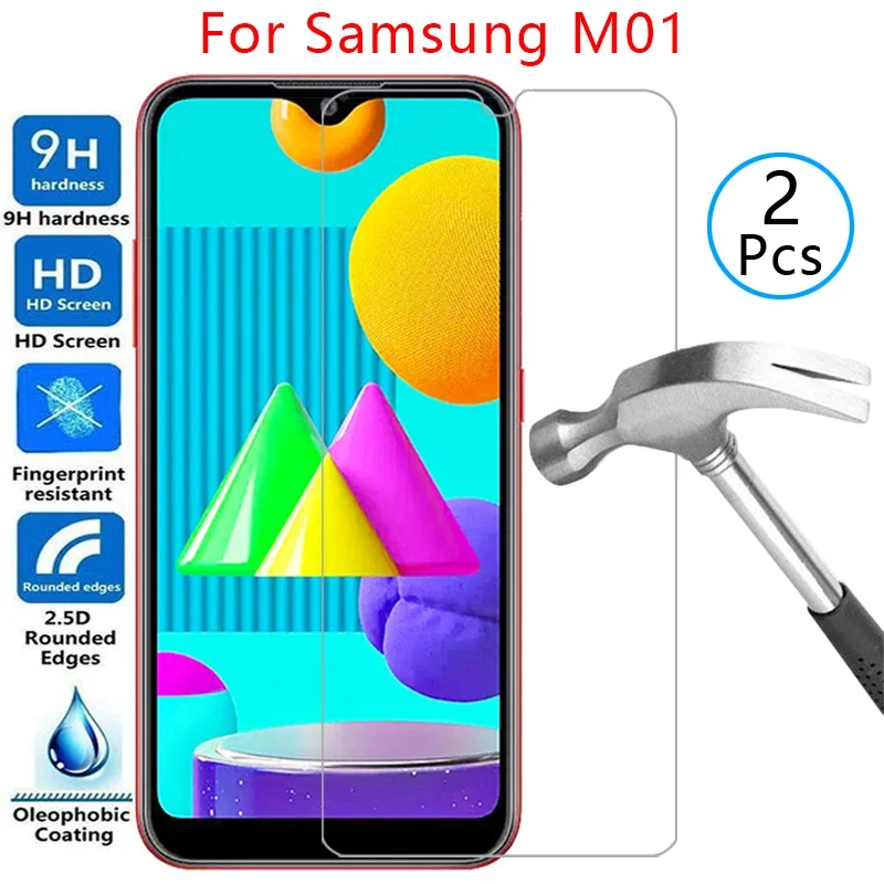 2 Pcs Tempered Glass Case For Samsung M01 Cover On Galaxy M 01 01M N01 Phone Coque Samsun Samsumg Sansung