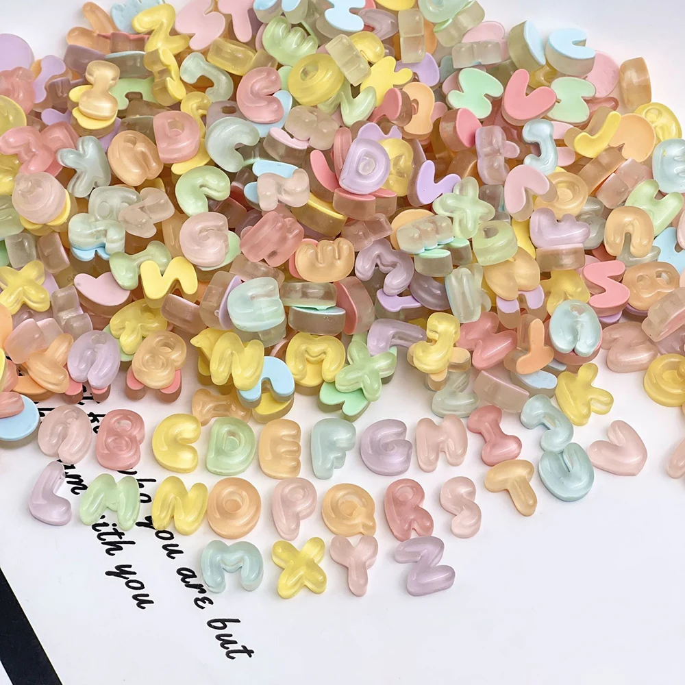 10PCS Ice Transparent Pearlescent Resin Letter DIY Handmade Necklace Jewelry Phone Case Resin DIY Accessories
