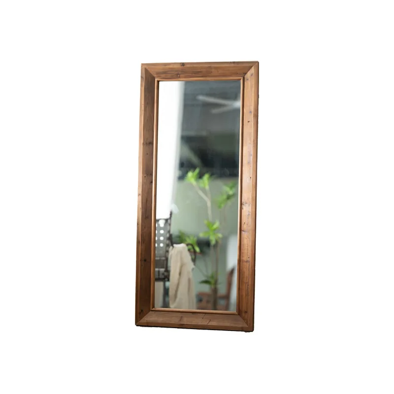 

Medieval all-solid wood floor-to-ceiling mirror New Chinese retro fitting mirror Age sense antique furniture clothing store