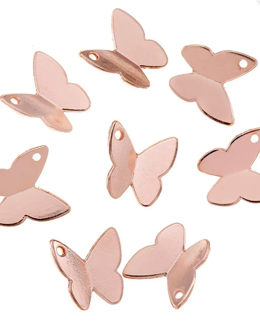 100PCS 10*10mm 6 Color Wholesale animal Charms Alloy Metal Butterfly Pendants For DIY Handmade Jewelry Accessories Making F0102