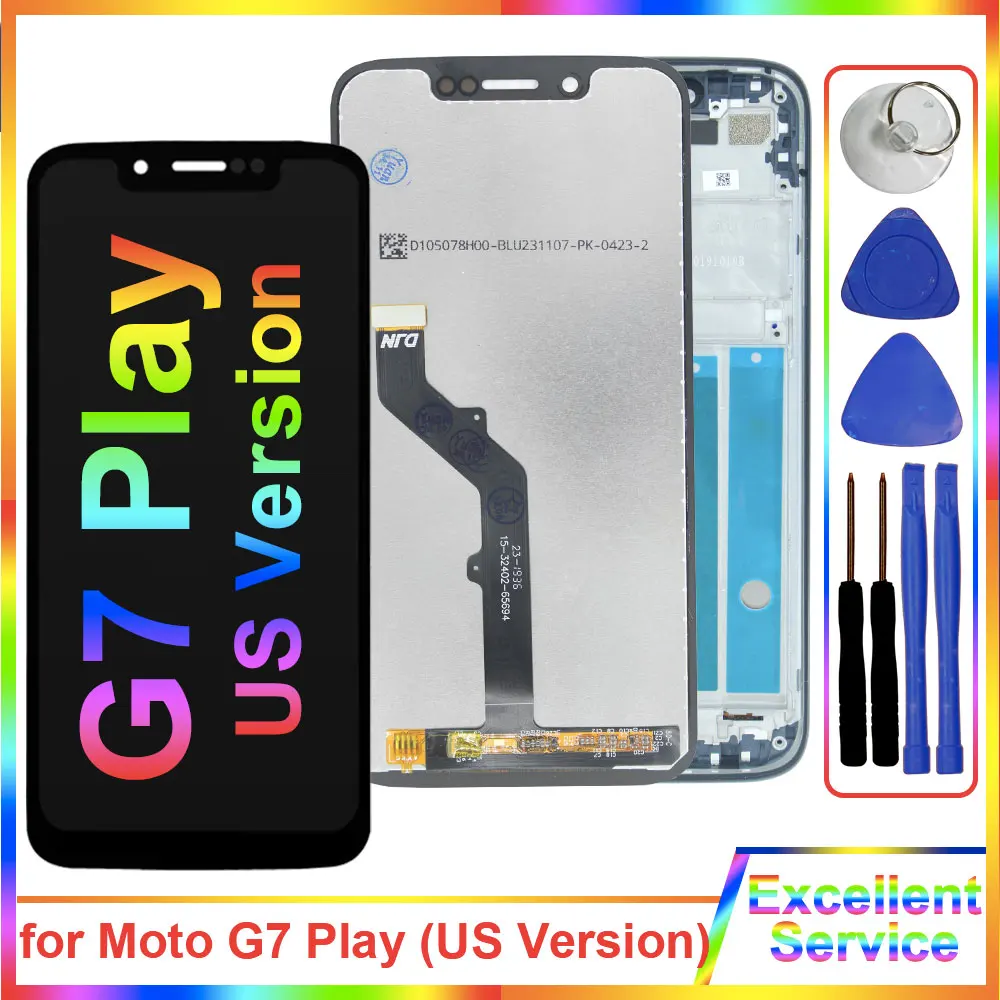 Tested LCD for Motorola Moto G7 Play US Ver XT1952 LCD Display Touch Screen Assembly for Moto G7 Play LCD Replacement With Frame