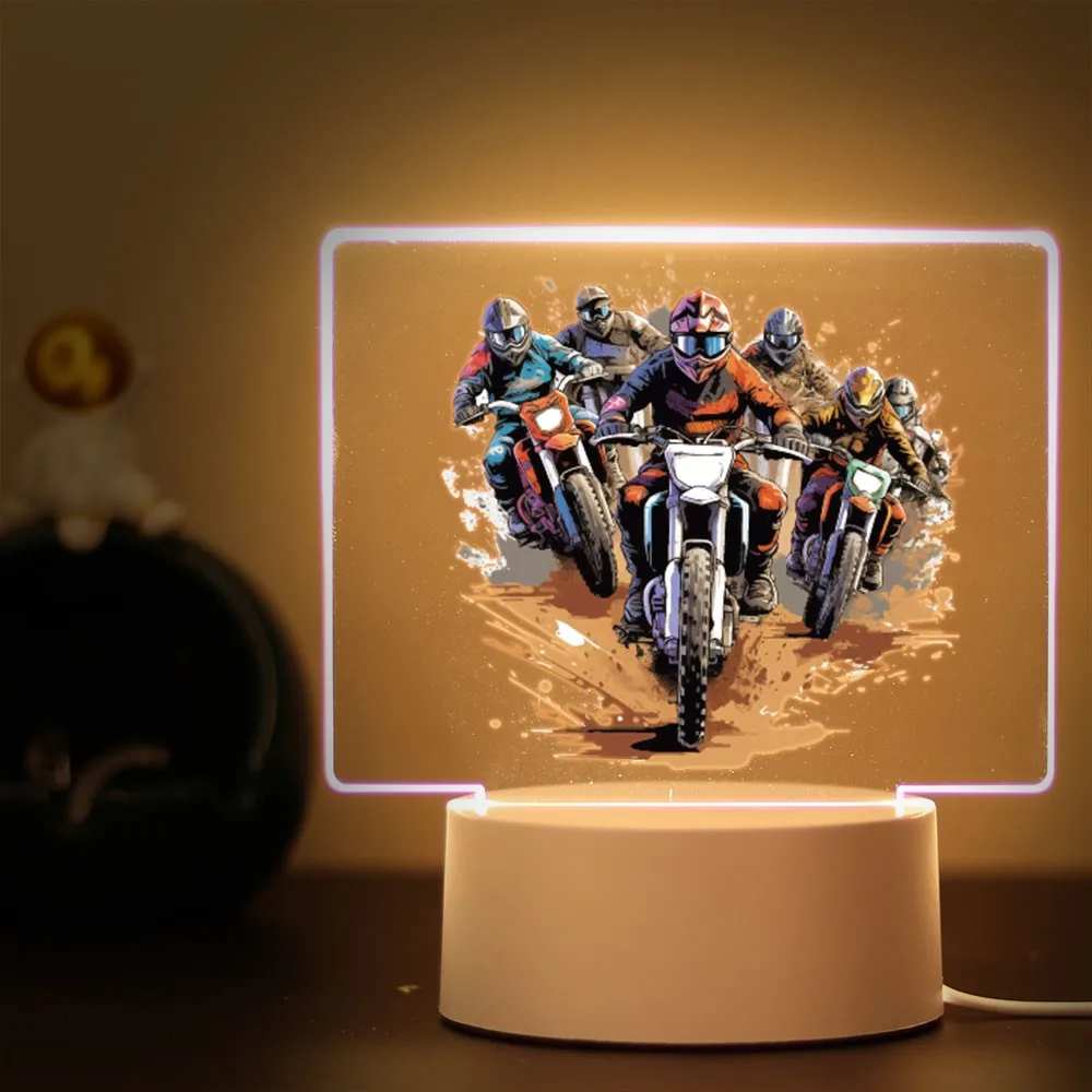 Motocicleta Print Night Light para quarto, lâmpada do motor da moda, decoração do quarto, presente de aniversário do namorado