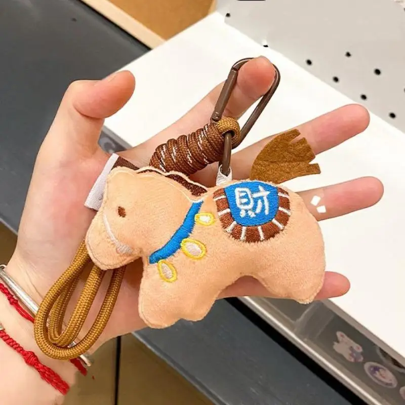 Stuffed Animal Horse Key Ring Horses Plush Hanging Decor Horse Year Pendant Cute Pony Backpack Ornaments Donkey Small Doll Toy