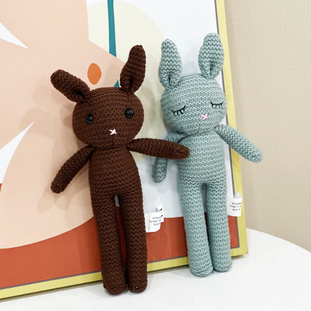 Kawaii Cartoon Knitted Animal Plush Doll Rabbit Owl Fox Bear Plush Toy Home Decoration Sleep Soothing Gift For Boys And Girls