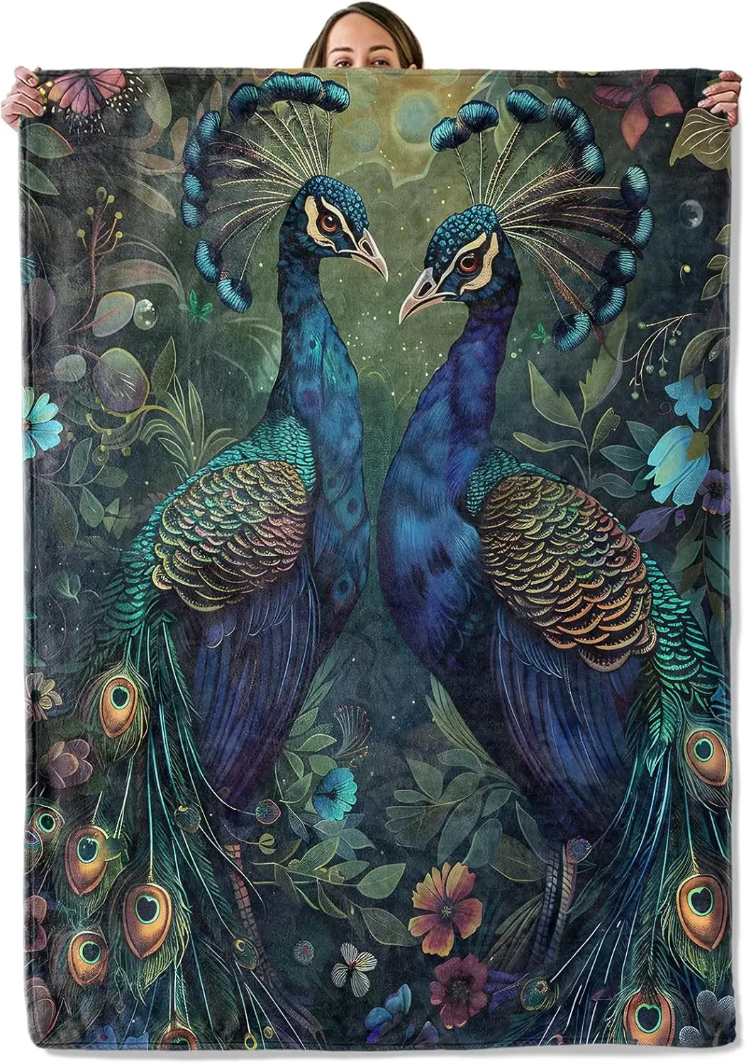 

Peacock Gifts, Peacock Theme Blanket for Adults Women Kids, 50x60 in, Cozy Fuzzy Warm Soft Throw Blankets for Bedroom, Camping,