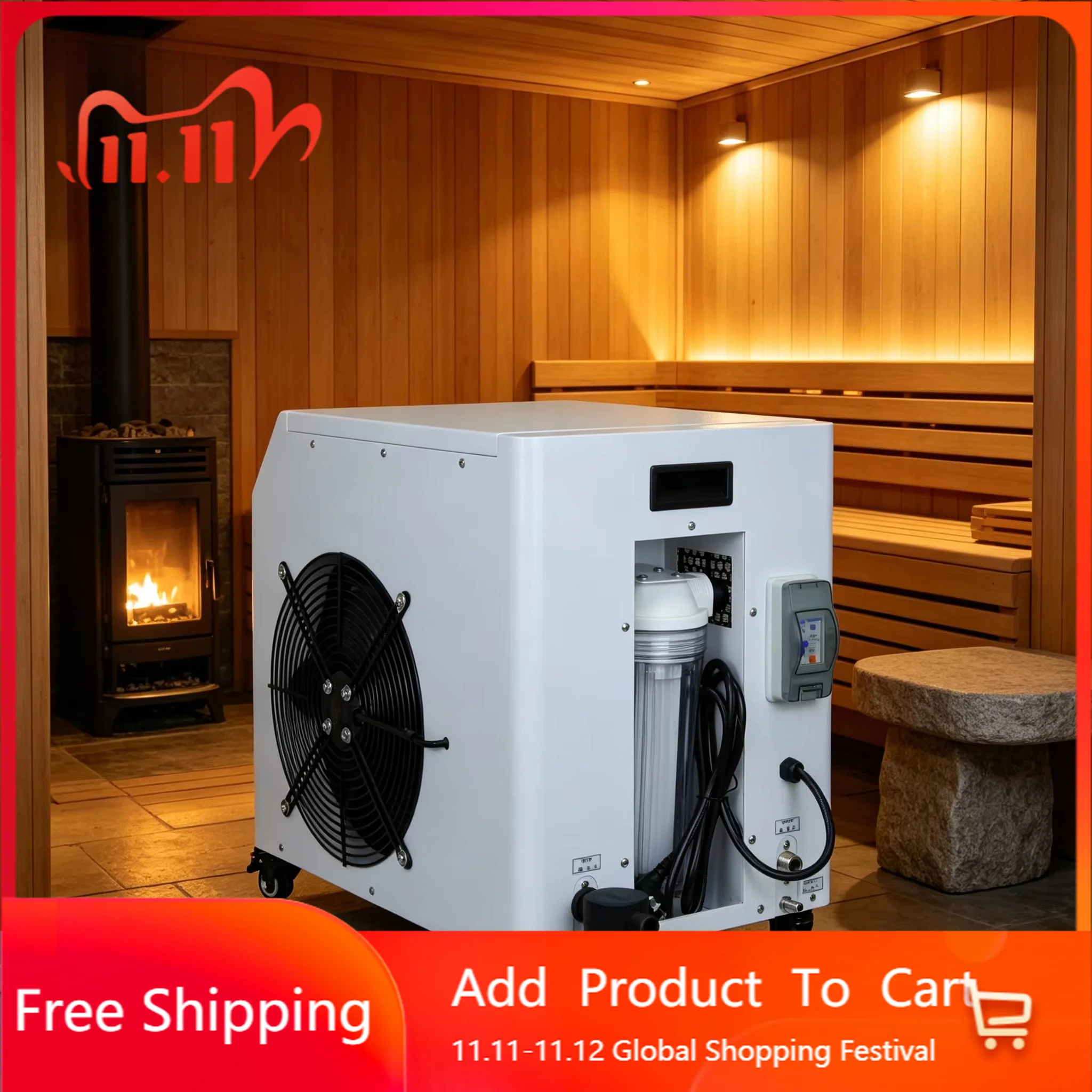 Intelligent R410A Water Chiller Heater Motor Pump Ice Bath Remote Energy Saving Eco 0.5-3h.p
