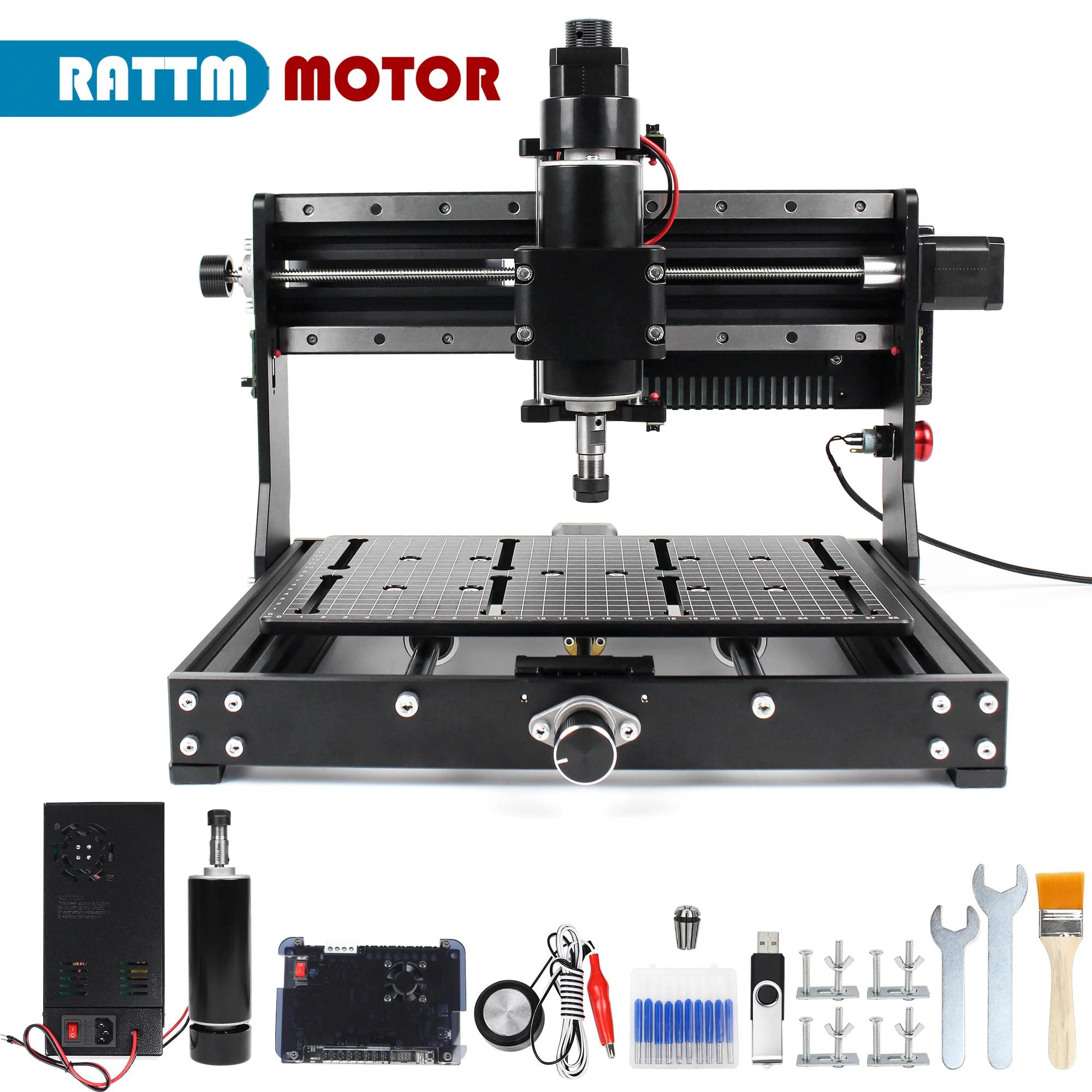 CNC 3020 Plus Router di legno Mandrino da 500 W Controllo GBRL per metallo acrilico MDF Versione guida lineare Fresatrice da taglio