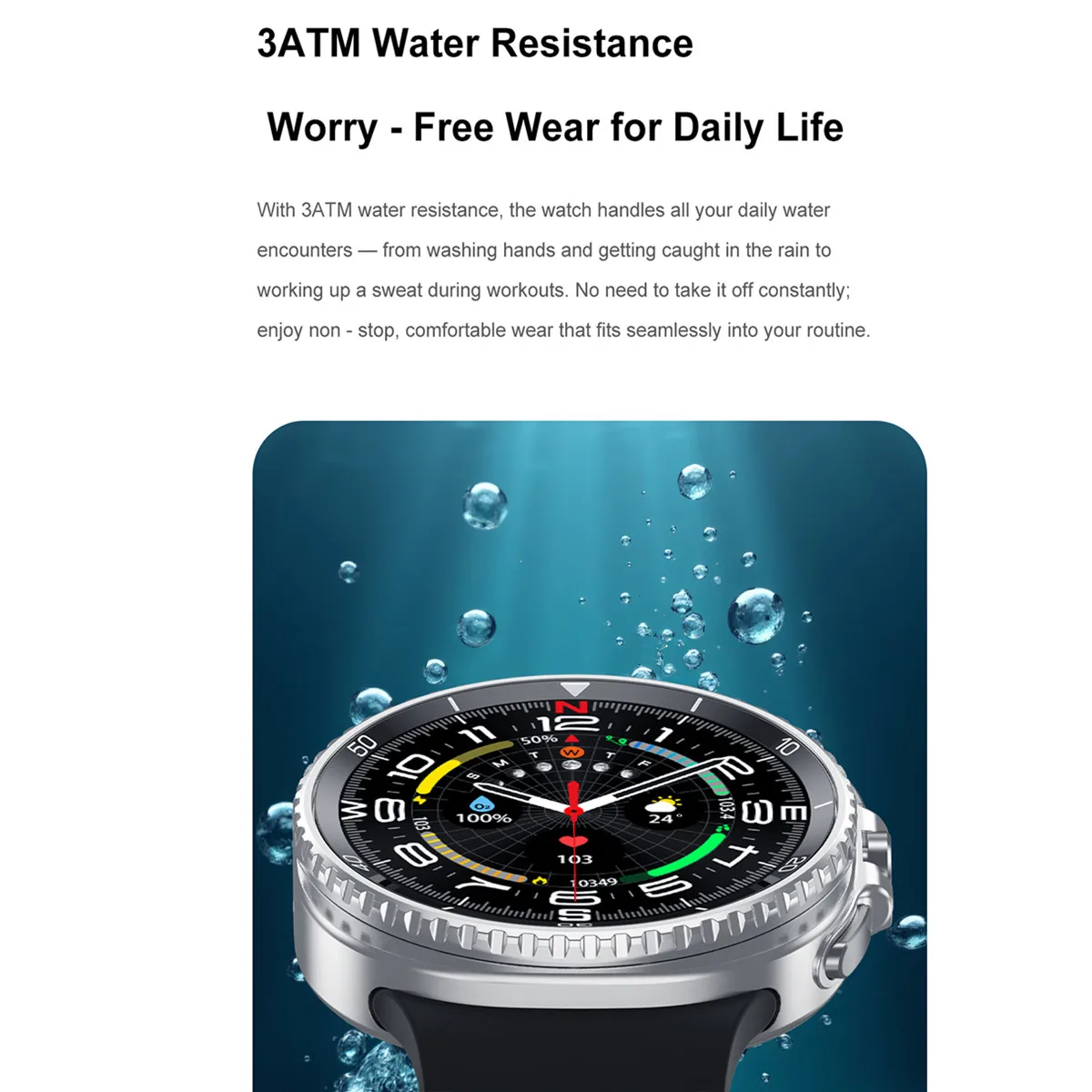 Jam Tangan Pintar Bahasa Ibrani Mendukung Bezel Putar Asisten Suara Panggilan Bluetooth 3ATM Tahan Air Layar 1.43 Inci Pelacak Kebugaran