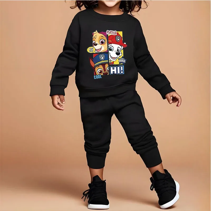 

Щенячий патруль, толстовки с круглым вырезом и спортивные штаны для девочек, комплекты из двух предметов, весенне-осенний детский пуловер, брючный костюм, детский повседневный спортивный костюм, новый