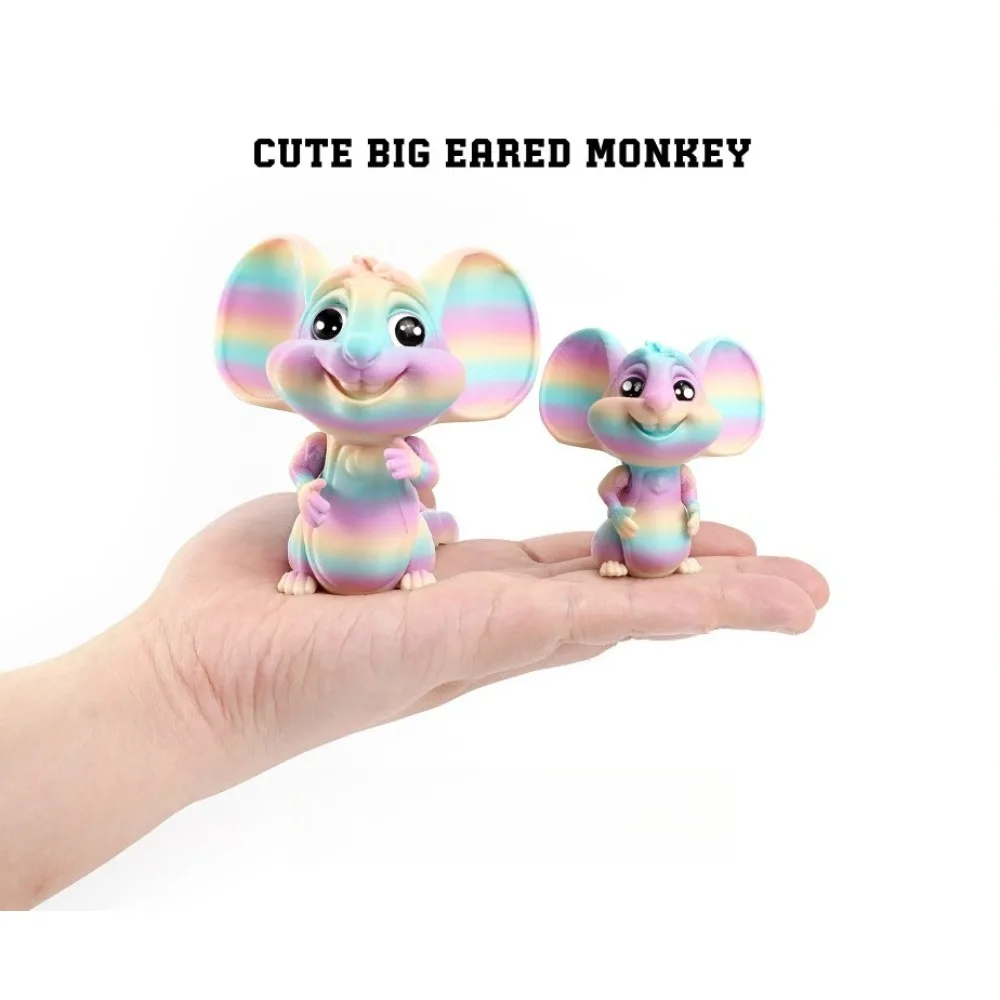 Juguetes de animales con estampado 3D de ratón, figura de ratón con orejas grandes y bonitas, juguete antiestrés articulado para decoración de escritorio del hogar, regalos para amigos