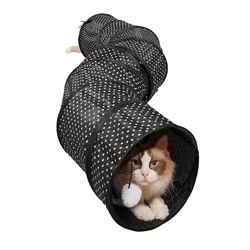 Pet Cat Tunnel S-shape Collapsible Hole Indoor Outdoor Tube Kitty Tunnel Cat Pet Toy Space-Saving Cat Training Toy