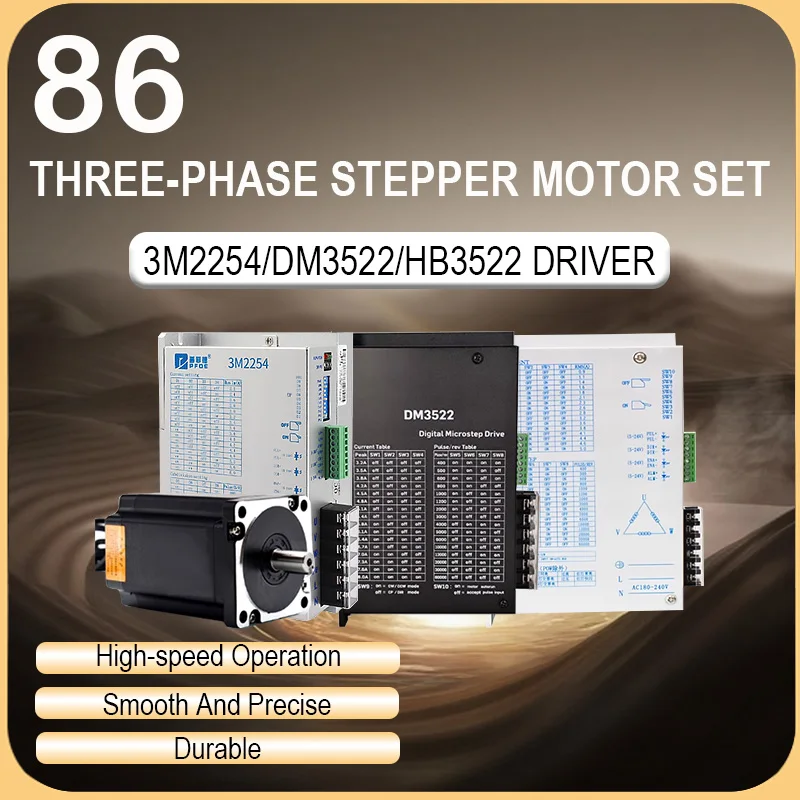 Nema34 Juego de controlador de motor trifásico de alto voltaje 220 V Diámetro del eje 14 mm Alto par 4/5/6/9 Nm + Controlador 3M2254/DM3522/HB3522