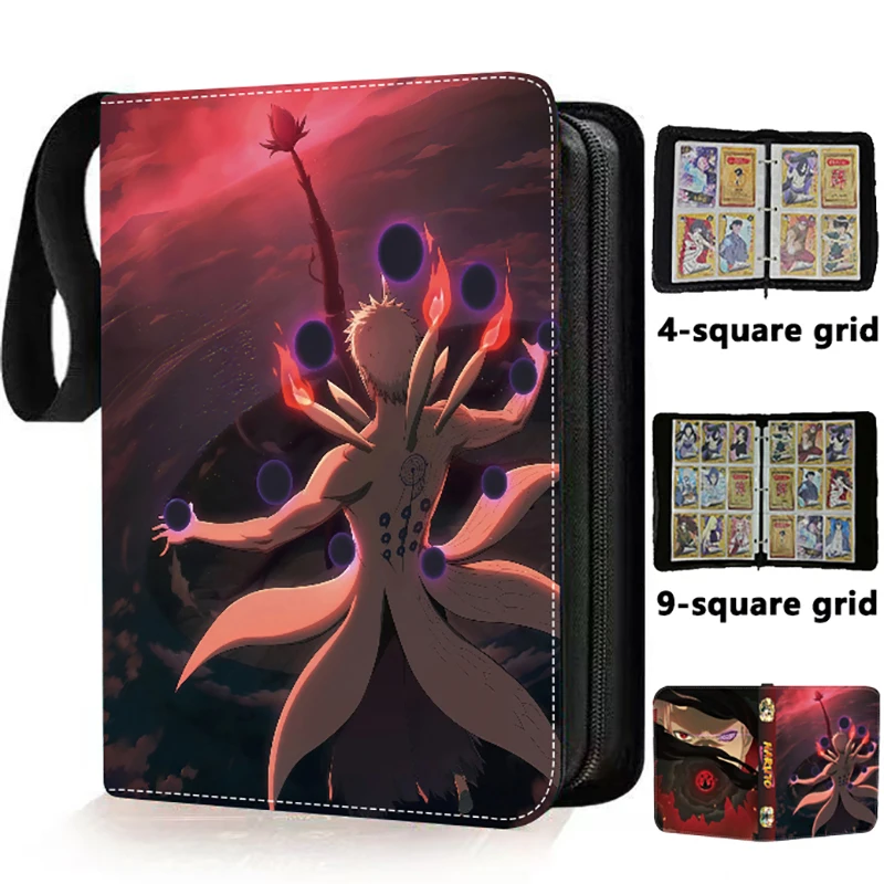 400/900Pcs Naruto Card Binder Book Folder Zipper PU Leather Card Album Waterproof Anime Game Card Collection Holder Toy for Kids