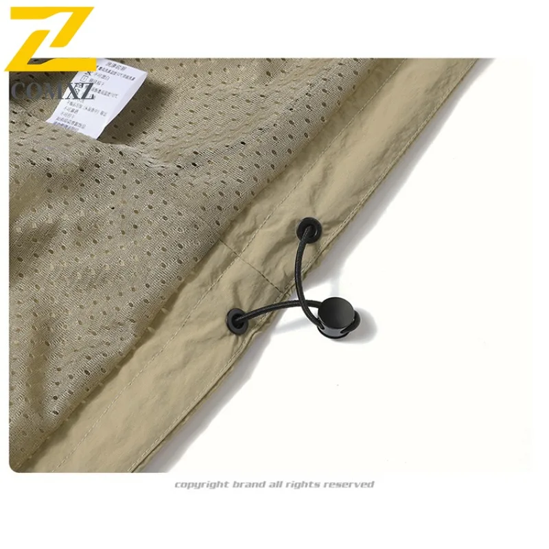 COMXZ 2025 Autumn New American Double Layer Breathable Vintage Workwear Jacket Outdoor Casual Stand Collar Men Coat windbreaker