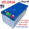 JN-リチウム 48v 100AH lifepo4 バッテリー BMS 付き三輪車ゴルフカートインバーター太陽エネルギー貯蔵スクーター + 10A 充電器 1