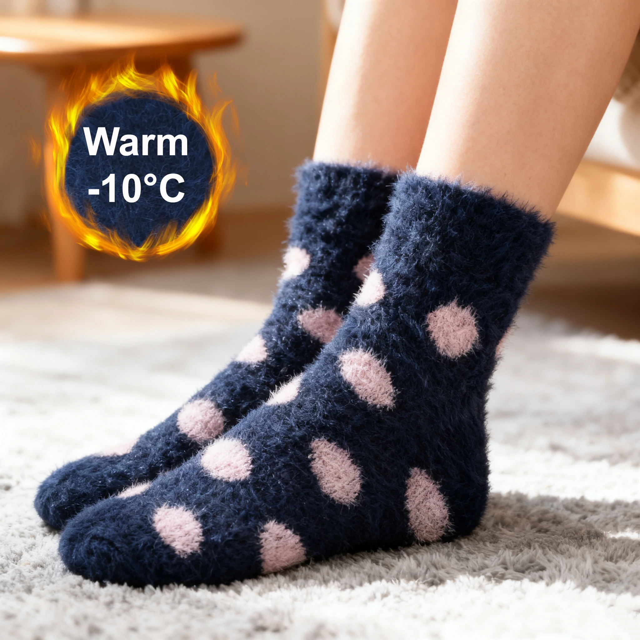 

Plush Socks for Women Winter Thicken Thermal Soft Coral Fleece Home Socks Non-Slip Grips for Indoor Sleeping Floor Housewear