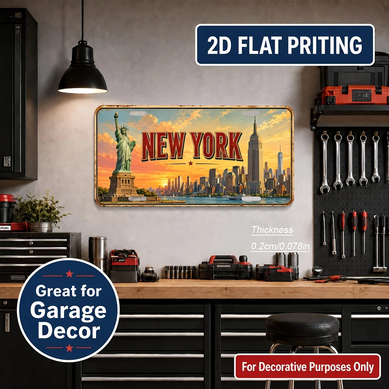 CIFBUY Retro Vintage New York License Plate Aluminum Wall Art Waterproof Wear Resistant for Living Room Bar Garage Halloween Dec