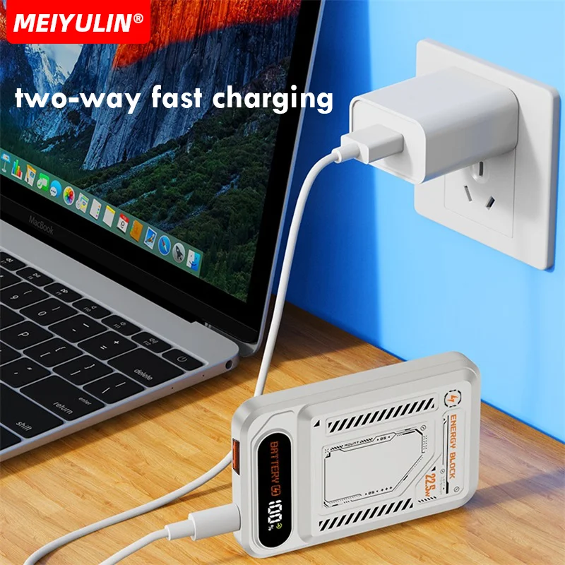 Banque d'alimentation magnétique sans fil, charge rapide, batterie de rechange externe USB C, Macsafe, iPhone, Samsung, Xiaomi, PD, 20W, 10000 W, 22.5 mAh