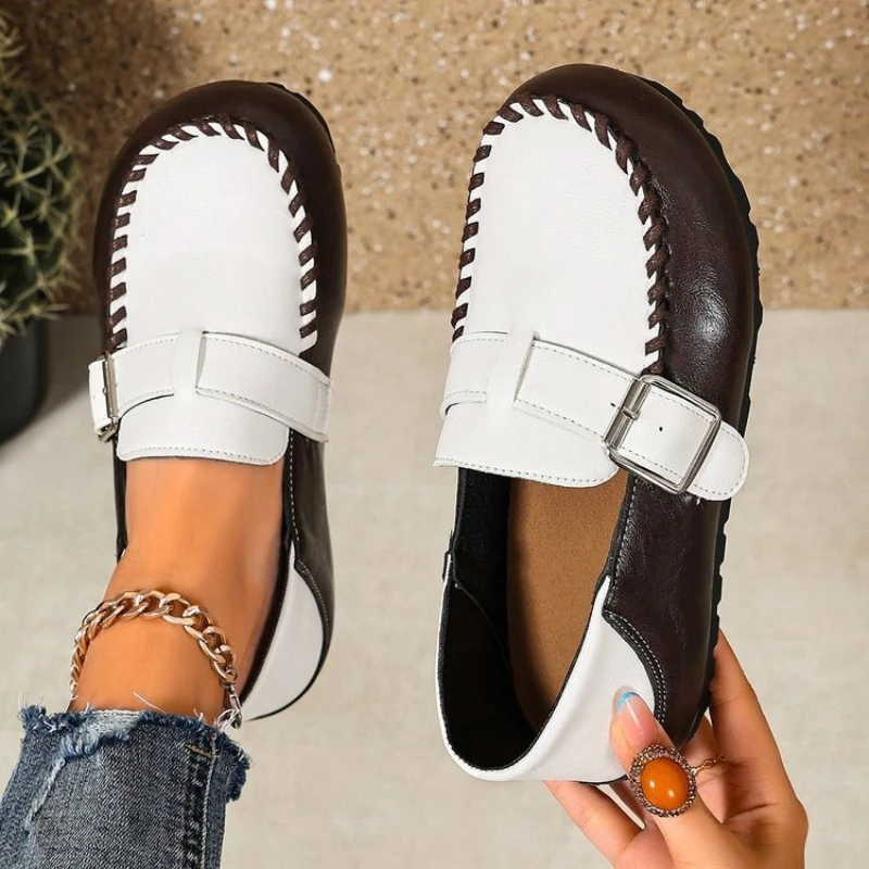 New plus size women's casual single shoes with color blocking one foot lazy shoes