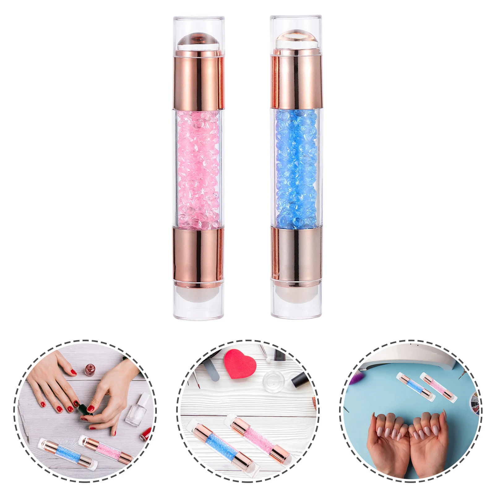 2 pezzi timbro per unghie timbro stamper sigillo a doppia estremità salone piccolo manicure strumento fai da te gel smalto glitterato