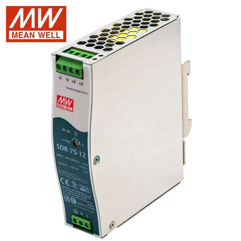 

Tai Wan MEAN WELL SDR-75-12 12VDC 6.3A Single Output Industrial DIN Rail Switching Power Supply Brand New Original with PFC