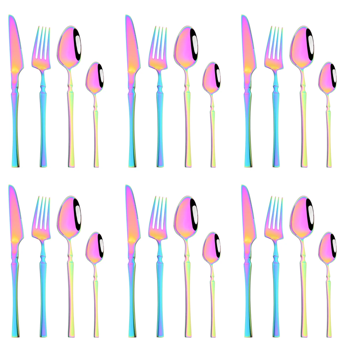 

24Pcs Knife Fork Coffee Spoon Cutlery Set Colorful Dinnerware Set Stainless Steel Flatware Western Tableware Kitchen Silverware