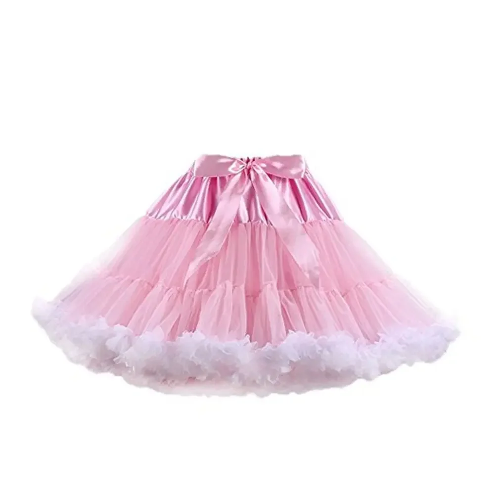 Women's Novelty Tulle Petticoat Tutu Party Multi-Layer Puffy Cosplay Skirt,Ballet Dance Pettiskirts Underskirt,White