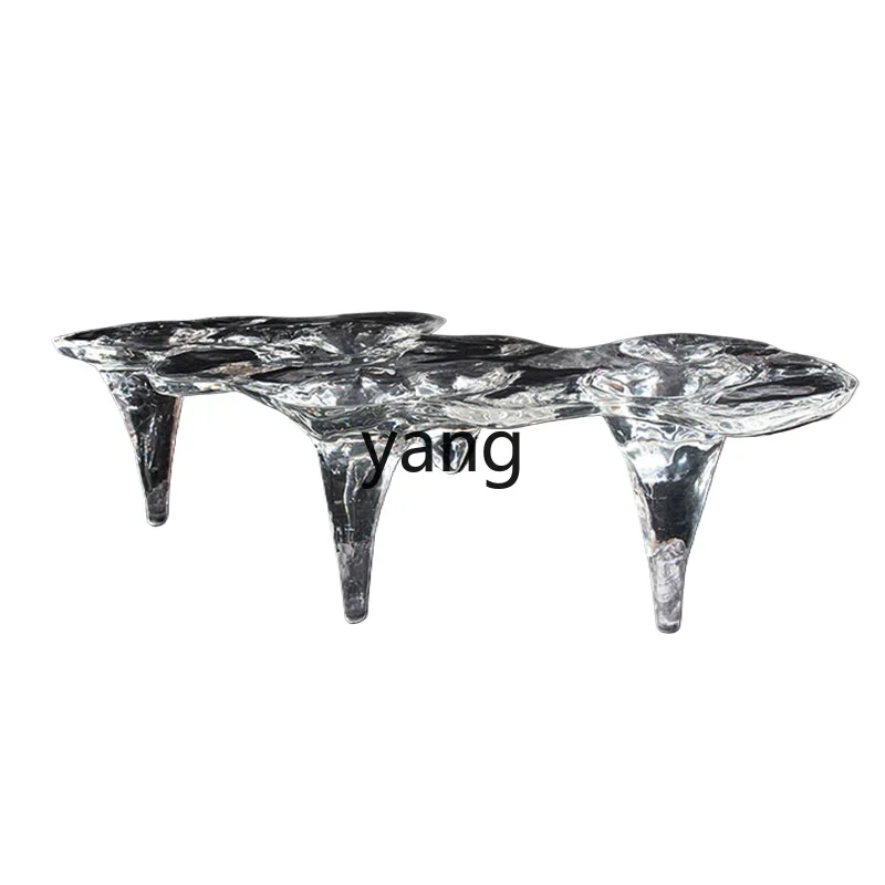 

LH acrylic coffee table transparent platinum crystal low table edge table designer high-end light luxury special-shaped creative