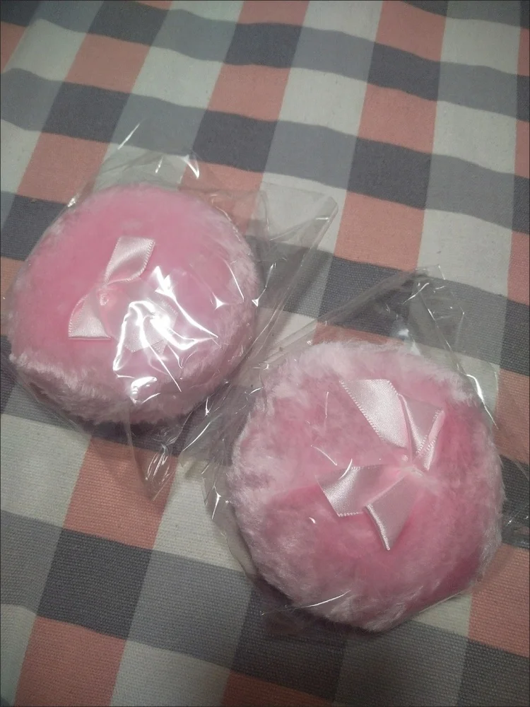 Ultraweicher, großer, flauschiger Puderquaste, rosa Schleife, waschbar, wiederverwendbar, Velours, für Gesicht und Körper, Puderquaste, lose Puderquasten, Make-up-Werkzeuge, 1 Stück