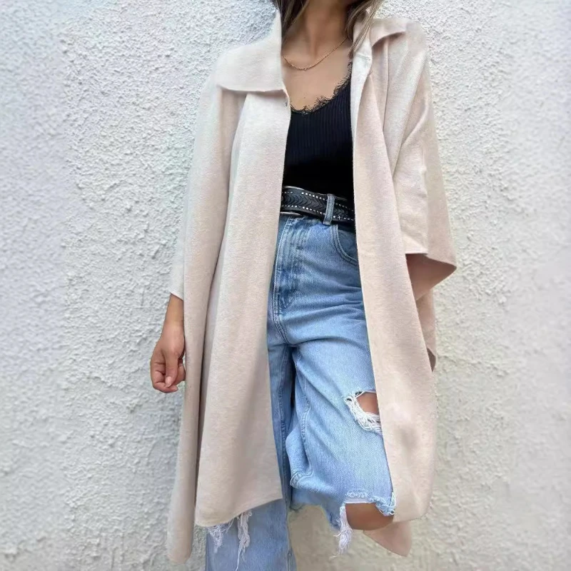 

2025 Autumn and Winter Fashion Elegant Coat Solid Color Casual Loose One Button Women's Windbreaker Coat