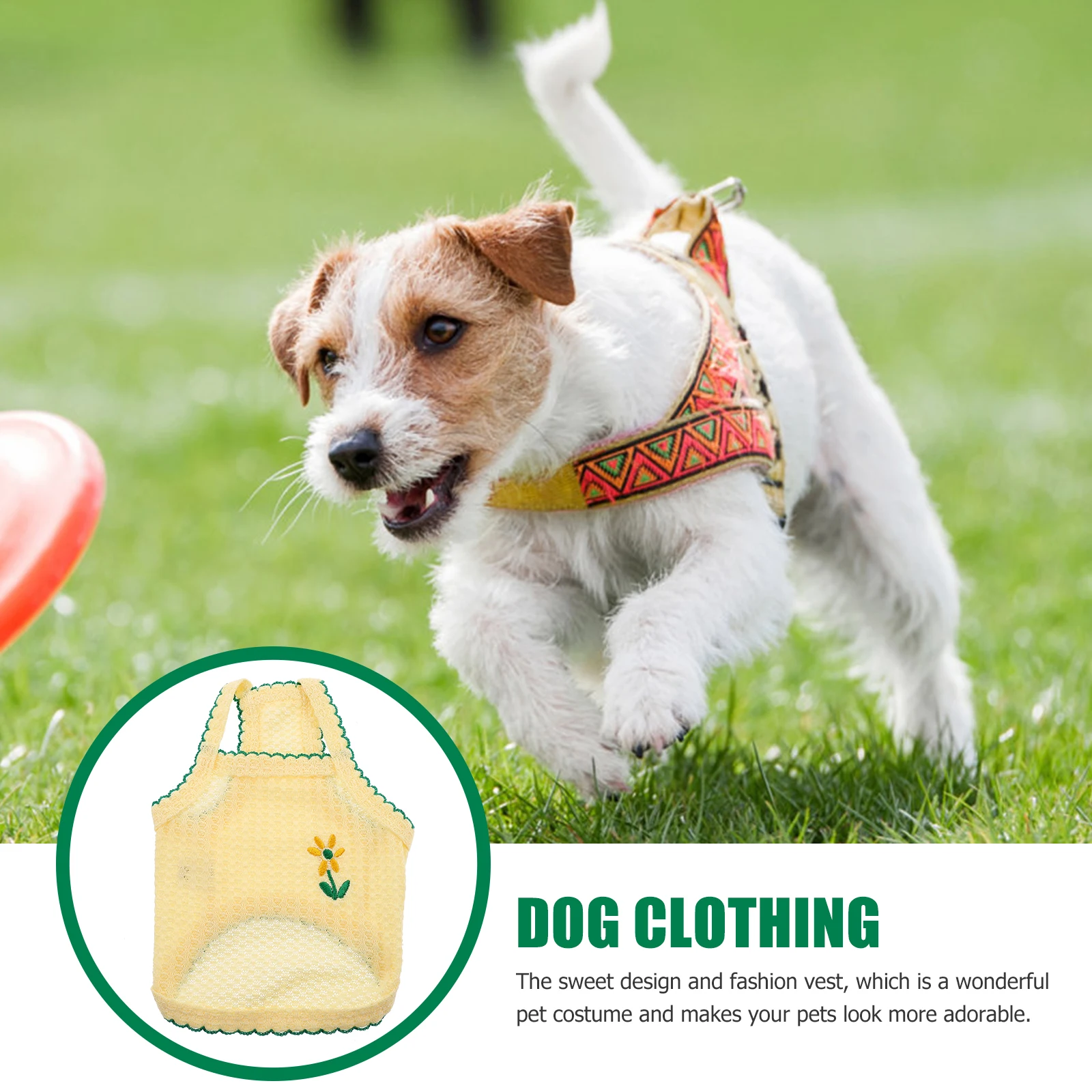 

Summer Dog Dress Floral Embroidery Puppy Vest Breathable Pet Shirt Durable Adorable Fashion Decorative