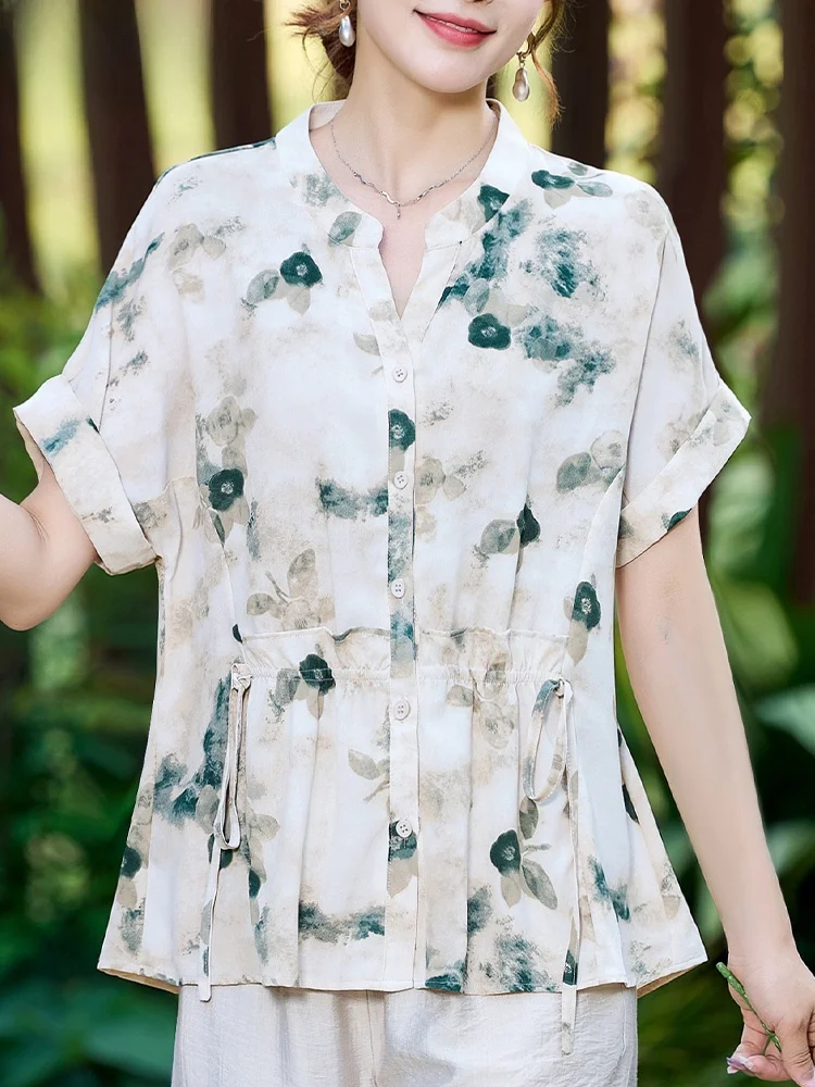 

Summer Faionable Mommy Outfit Set Midi Skirt And Blouse ort Sve Chiffon Top for Women over 40 V-ne Open Cardigan