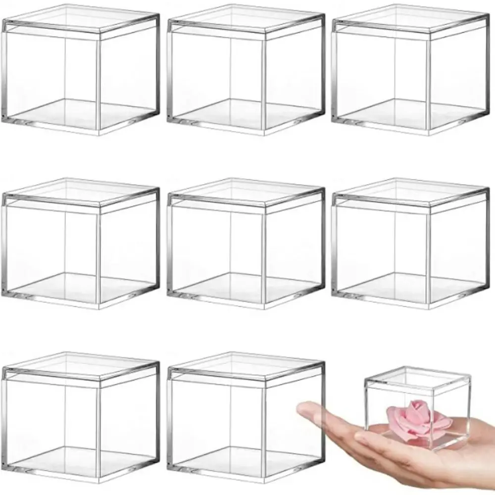 Dustproof Square Packing Box Mini Transparent Acrylic Boxes Protection Showcase Food Candy Storage Container Toy Display Cases