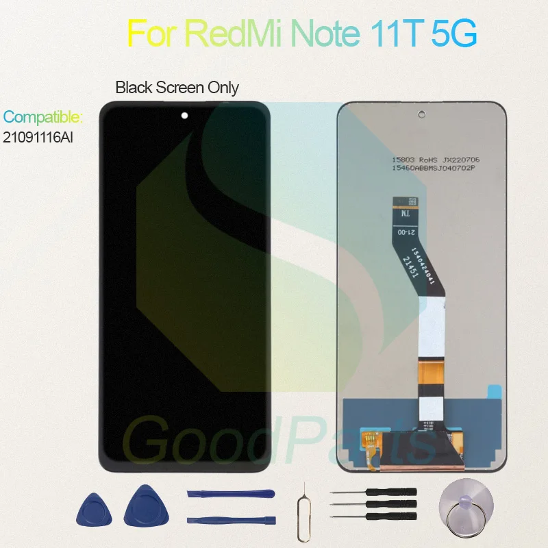 Test Before Ship For RedMi Note 11T 5G Display Touch Screen Digitizer Panel Assembly Lcd Screen 21091116AI Note 11T 5G Screen Di