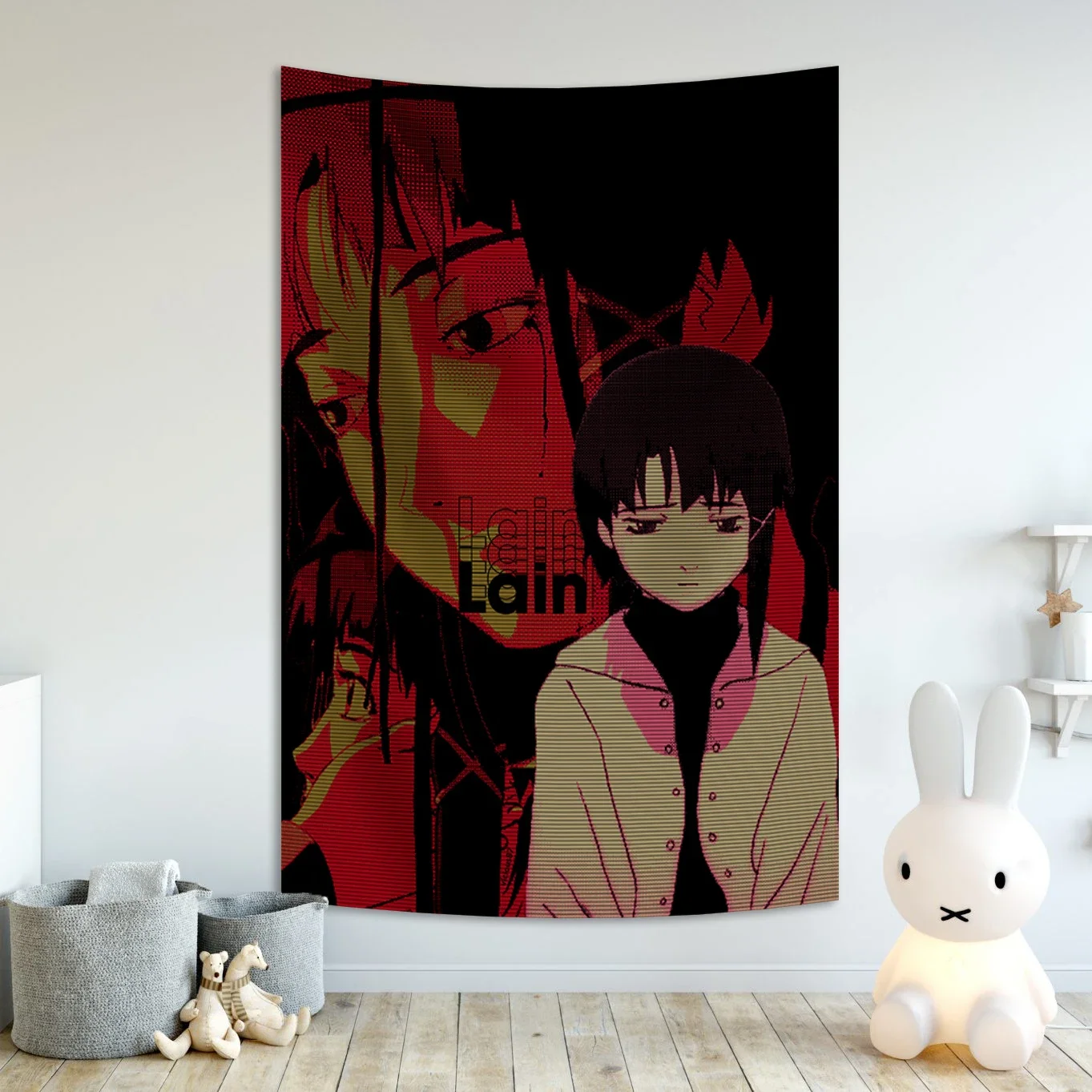 Retro Serial Experiments Lain Anime Posters Tapestry Livingroom Bedroom Aesthetic Art Wall Painting Home Room Decor