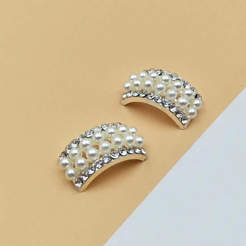 

10pcs Fashion Craft Pearl Crystal Rhinestone Buttons, Suitable for Wearing Flowers Round Cluster Button Wedding Jewelry Buttons