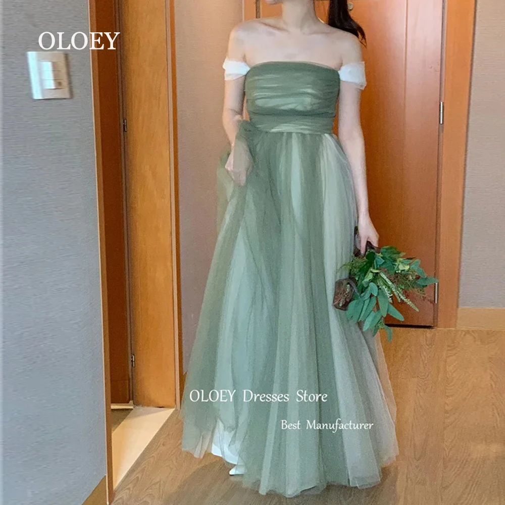 

OLOEY Simple Detachable Off Shoulder Sleeves Prom Dresses Korea Photoshoot Silky Organza Wedding Party Dress Performance Dress