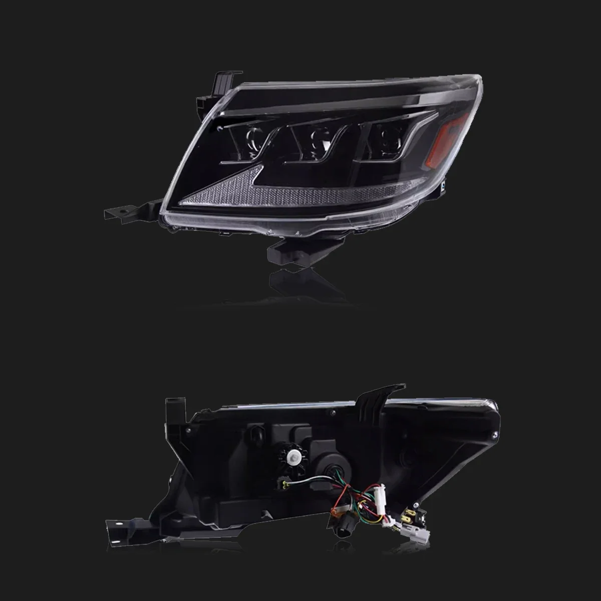Car Accessories LED Lights For Toyota 2012-2014 Vigo Headlight 3 Lens Projector Front Lamp Sequential Turn Siganl