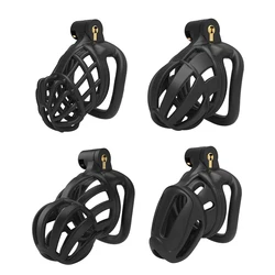 Male Lightweight Curved Cobra Chastity Cage Device 4 Cock Rings Set Penis Cage Lock Bondage Trainer Belt Slave Sex Toy For Man