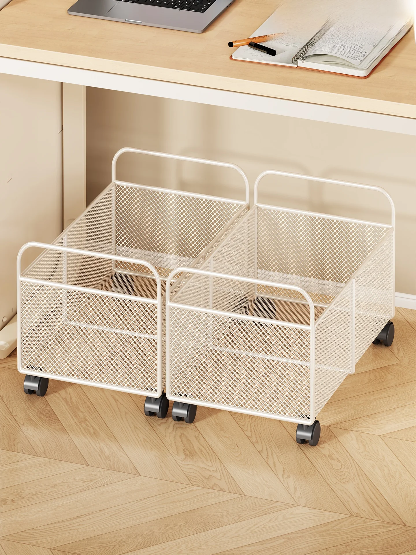 mobile-large-capacity-book-bag-storage-rack-student-desk-underneath-organization-cart-wheelchair-accessible-simple-design