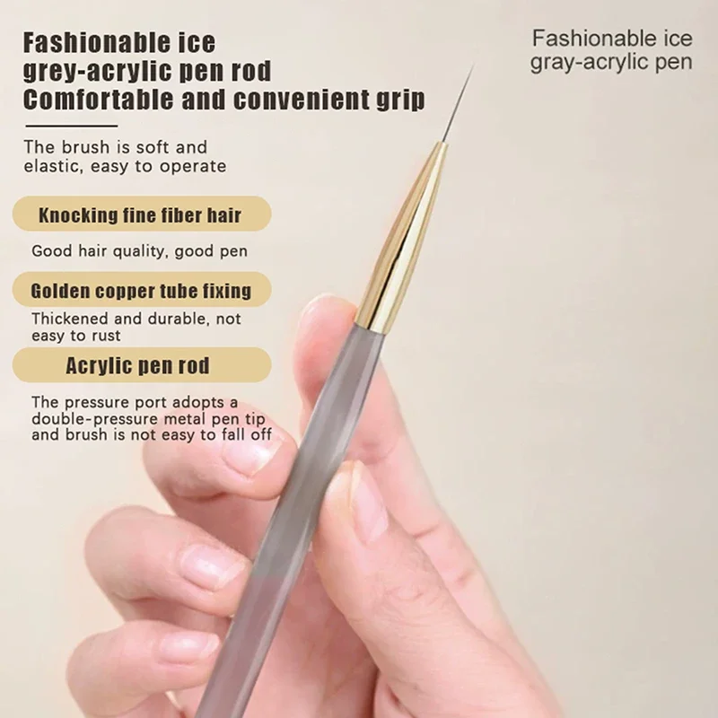 5/7Pcs Nail Art Liner Brush Set Extra Fine Thread Pen for Gel Polish Slim Line Drawing Tool Acrylic Handle Manicure Design Kit