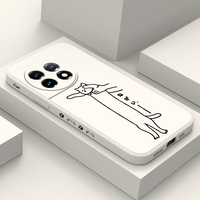 Long Horned Cat Phone Case For Oneplus 13 13R 12 12R 11 11R 10 10R 10T 9R 9RT 9 8T 8 7 7T Pro 5G Liquid Silicone Cover