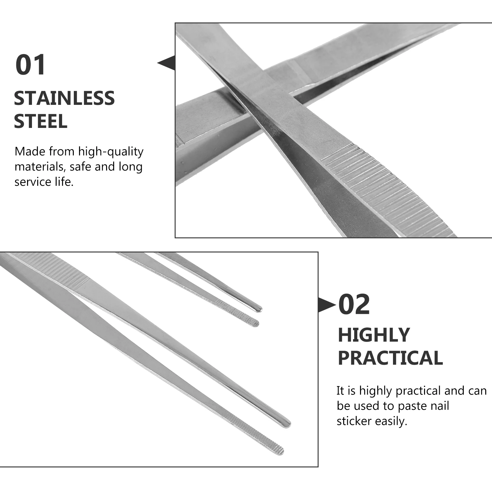

4PCS Thickened Stainless Steel Tweezer Nail Art Manicure Serrated Tip Cotton Gardening Clip Home Beauty Shop Use Practical Multi